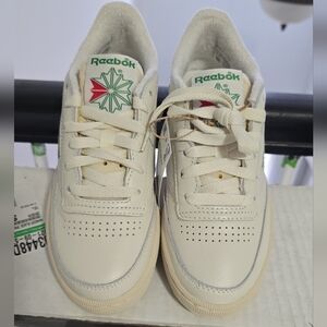 Reebok Women's Cream Athletic Shoes with Green Accents